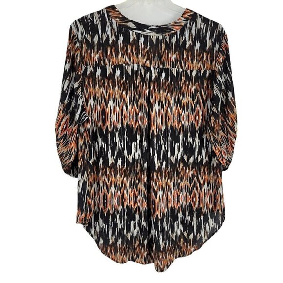 VTG Y2K Cato Fall Autumn Tunic Blouse Black Orange 18 witchy artsy grunge - Picture 5 of 5